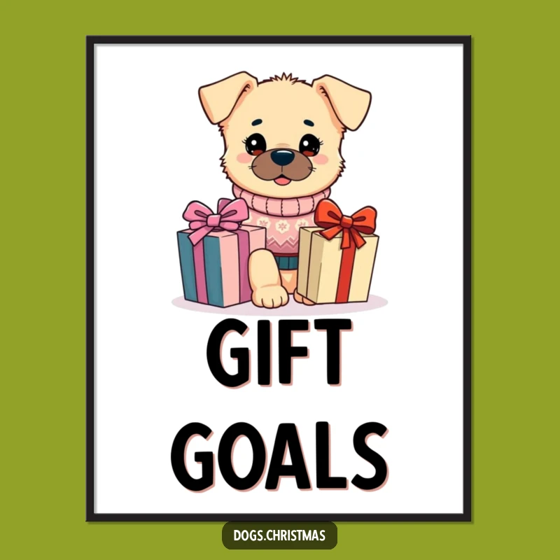 Funny Festive Dog Sweater Poster: Holiday Pup Art, Cute Gift Print