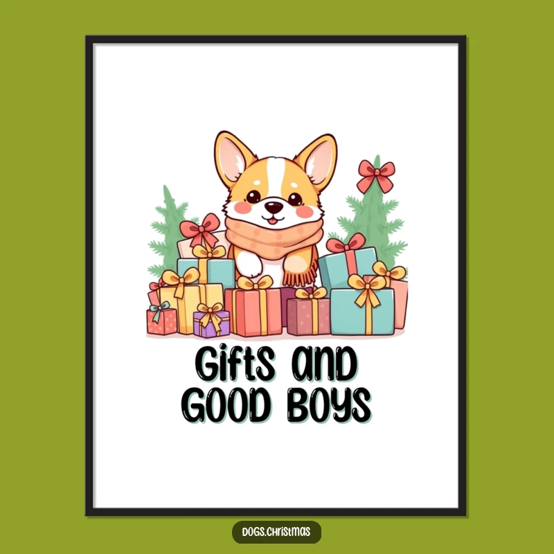 Funny Kawaii Corgi Gift Pile Poster: Cozy Art Print Perfect Funny Gift