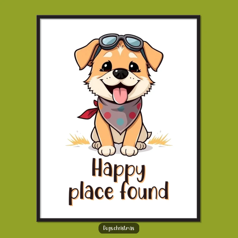 Funny Dog Poster: Festive Pup Panting with Outdoor Joy, Hilarious Wall Art Gift