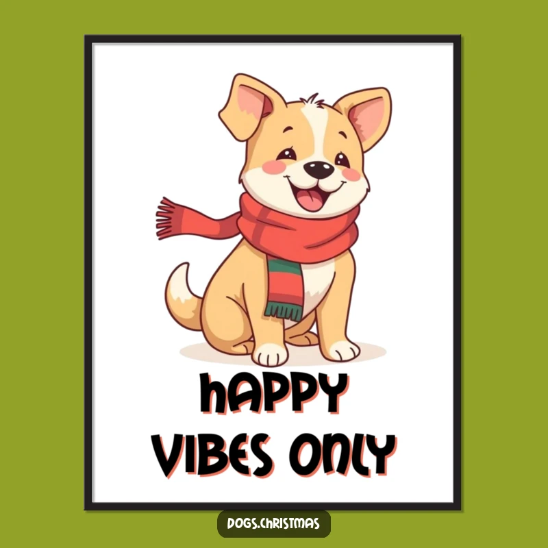 Funny Festive Dog Poster: Joyful Wall Art for Happy Homes