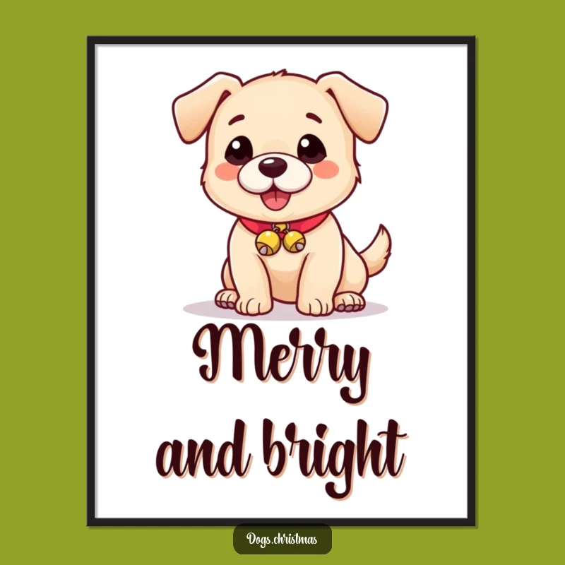 Funny Dog With Bells Poster - Adorable & Hilarious Wall Art Gift!