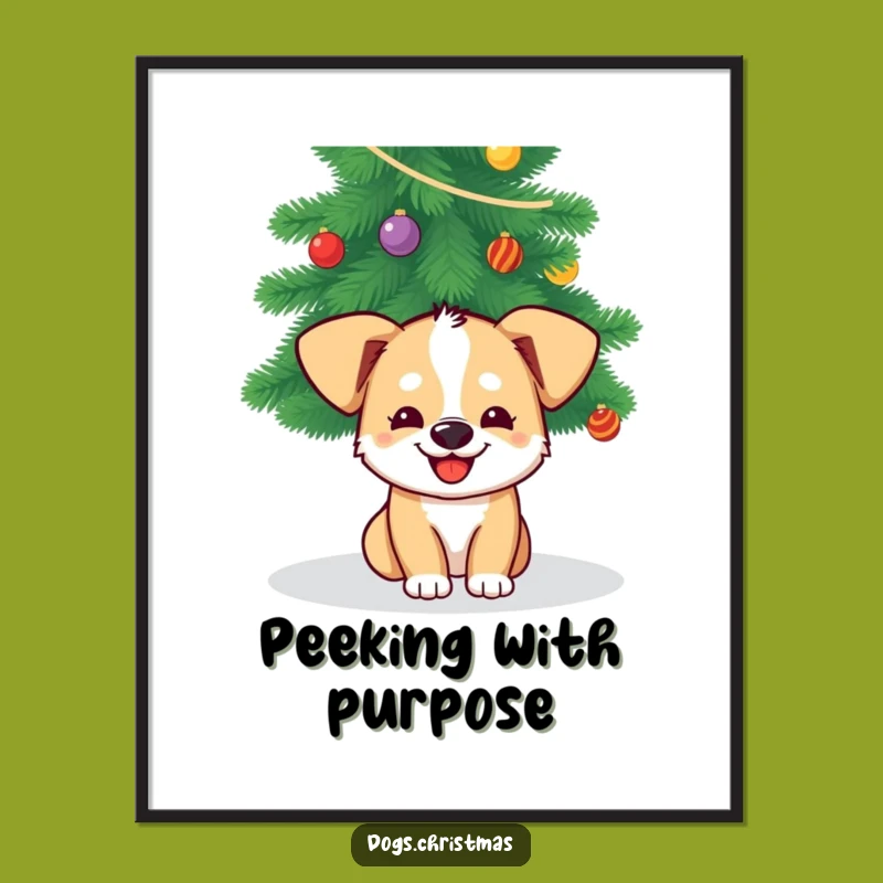 Funny Dog Christmas Poster: Grinning Pup Holiday Art for Walls