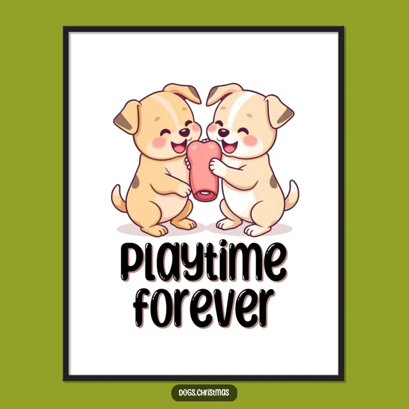Funny Dog Wrestling Poster: Kawaii Pups Wall Art, Perfect Humorous Gift!
