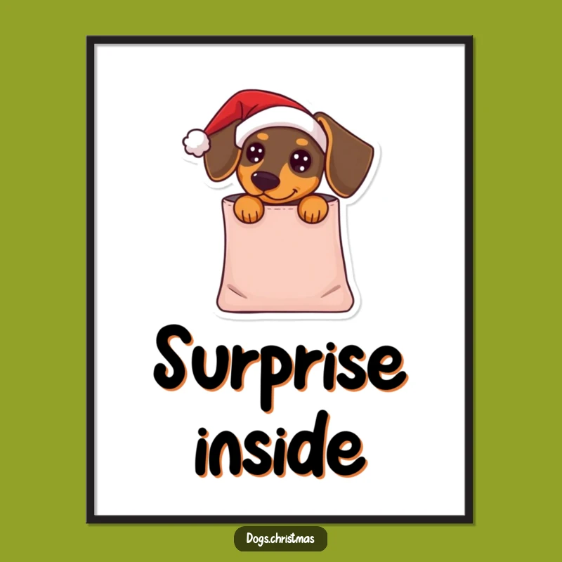 Funny Dachshund Santa Poster - Adorable Holiday Dog Art Print Gift