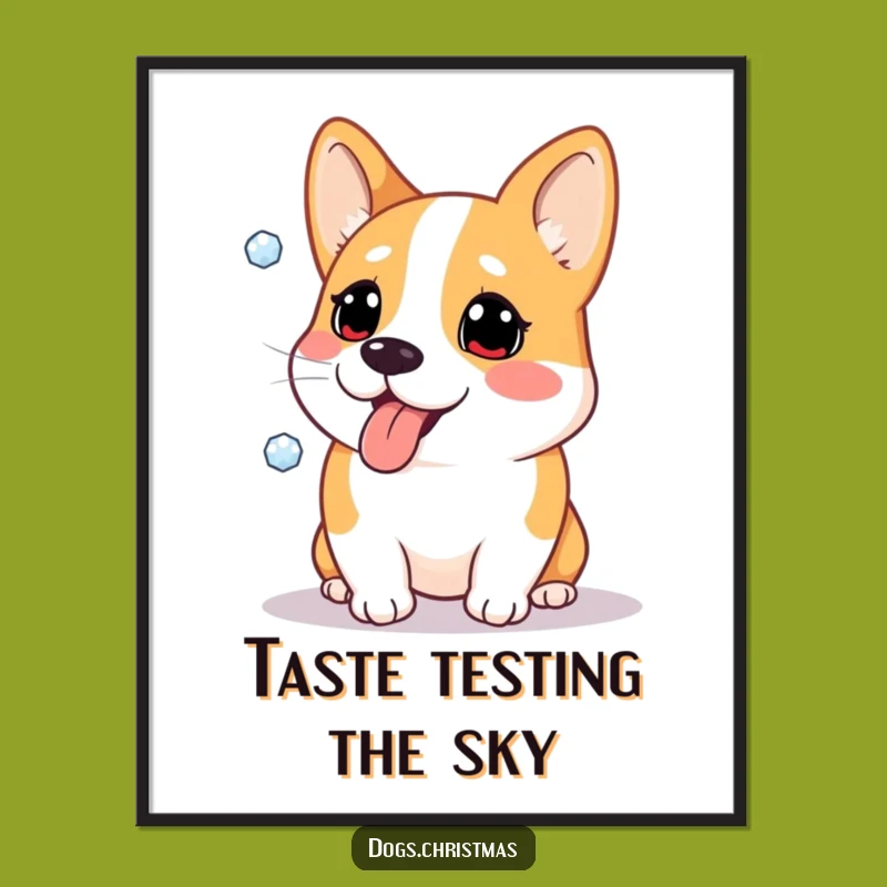 Funny Corgi Snowflake Poster - Winter Dog Art Christmas Gift