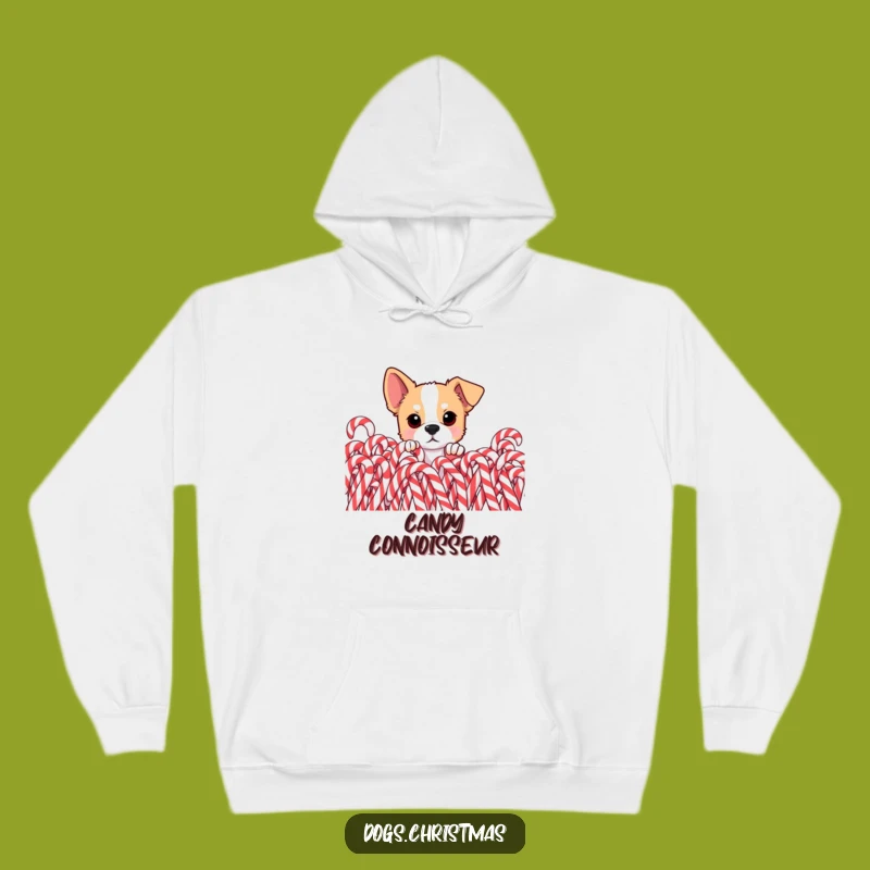 Funny Dog Candy Cane Hoodie - Cozy Pup Sweet Treat Peek Gift