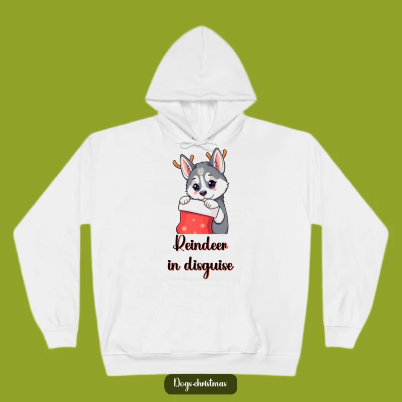 Funny Husky Reindeer Hoodie - Cozy Curious Dog Christmas Gift