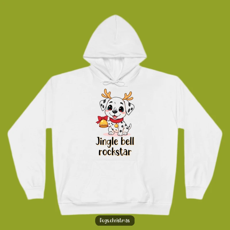 Funny Kawaii Dalmatian Bell Hoodie: Reindeer Antlers Sweatshirt Perfect Funny Gift