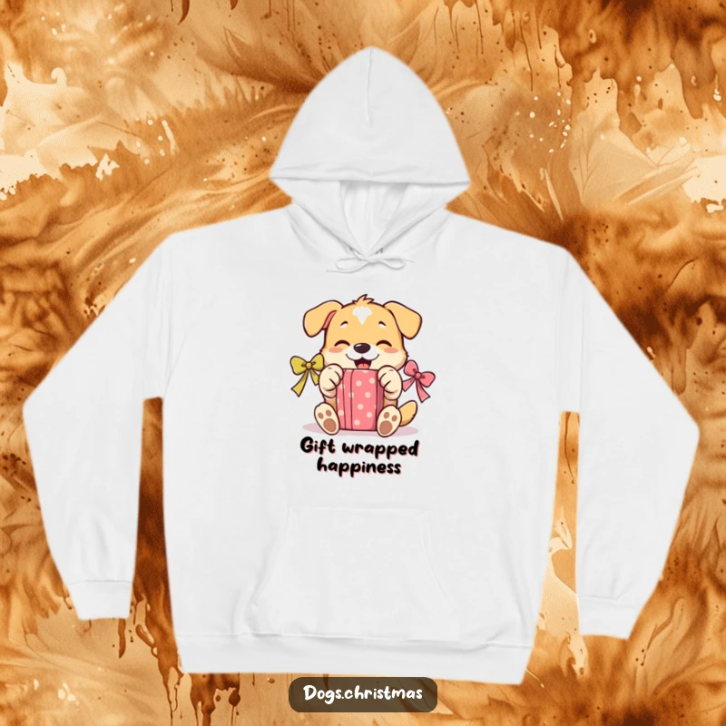 Funny Unwrapping Dog Hoodie: A soft hoodie featuring a dog gleefully opening a present with its paws, radiating happiness.