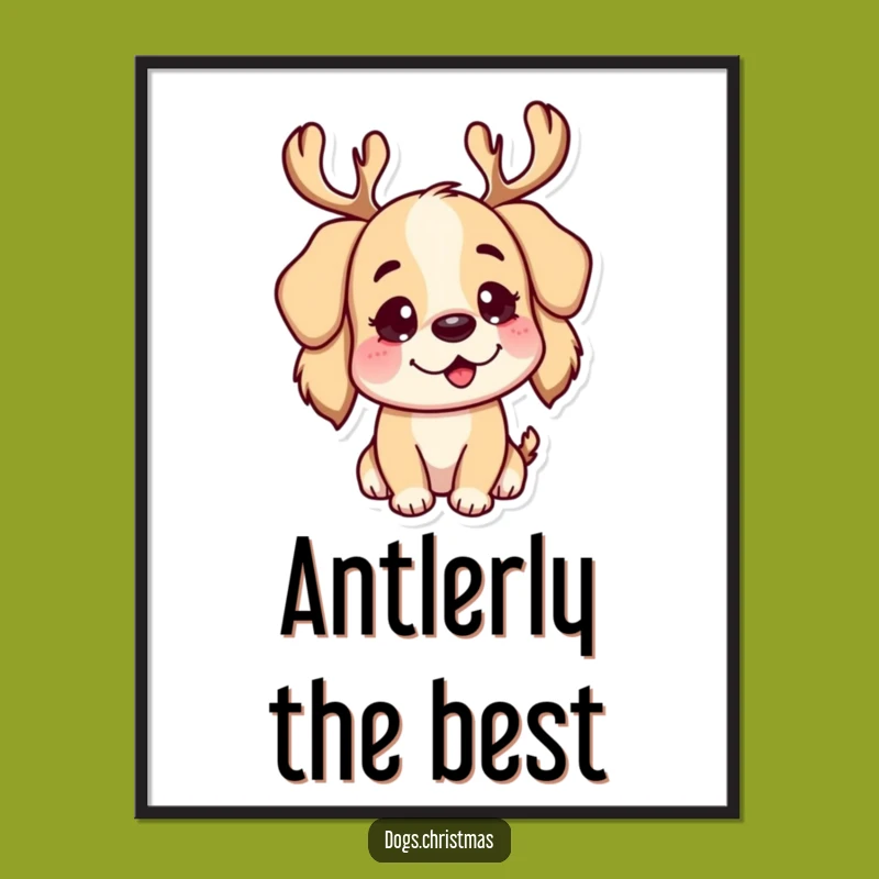 Free Printable Dog Wall Art: Humorous Reindeer Antlers Downloadable Festive Decor