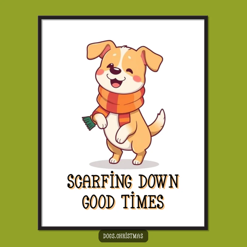 Free Printable Dog Wall Art - Festive Prance Humorous Downloadable Decor