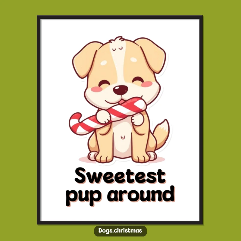 Free Printable Dog Wall Art: Humorous Candy Cane Downloadable Festive Decor
