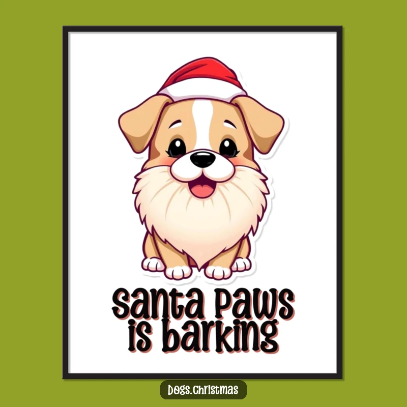 Free Printable Wall Art: Santa Dog's Jolly Bark - Funny Holiday Decor