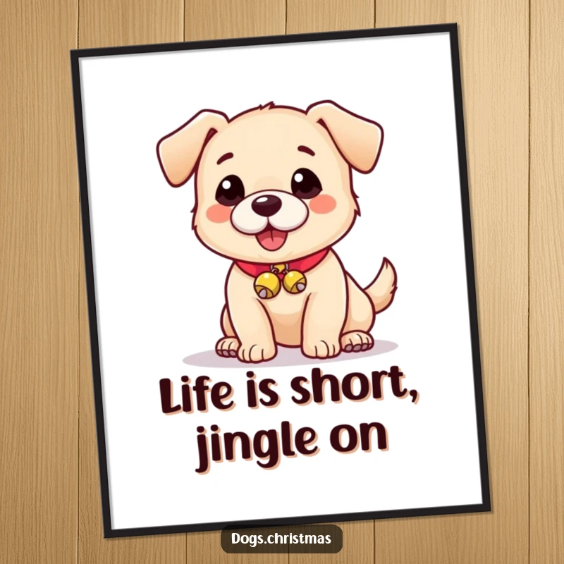 Funny Free Printable Wall Art: A playful dog with a collar adorned with tiny bells, radiating joy and mischief.