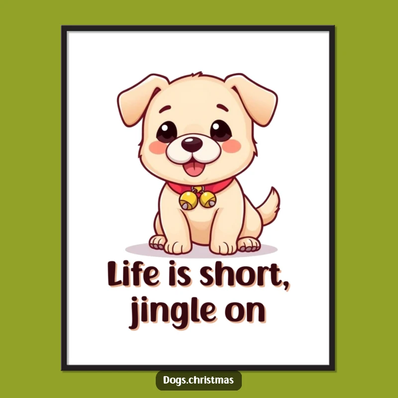 Free Printable Wall Art: Playful Bell Dog, Cute Downloadable Art for Home Decor