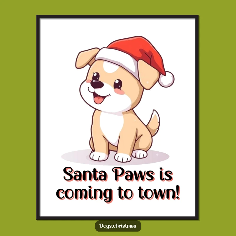 Free Printable Wall Art: Funny Dog Santa Hat - Joyful Wagging Tail Festive Decor