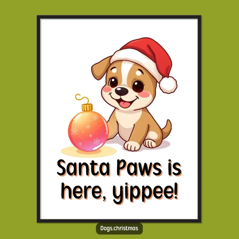Free Printable Dog Wall Art: Festive Santa Pup Downloadable Decor
