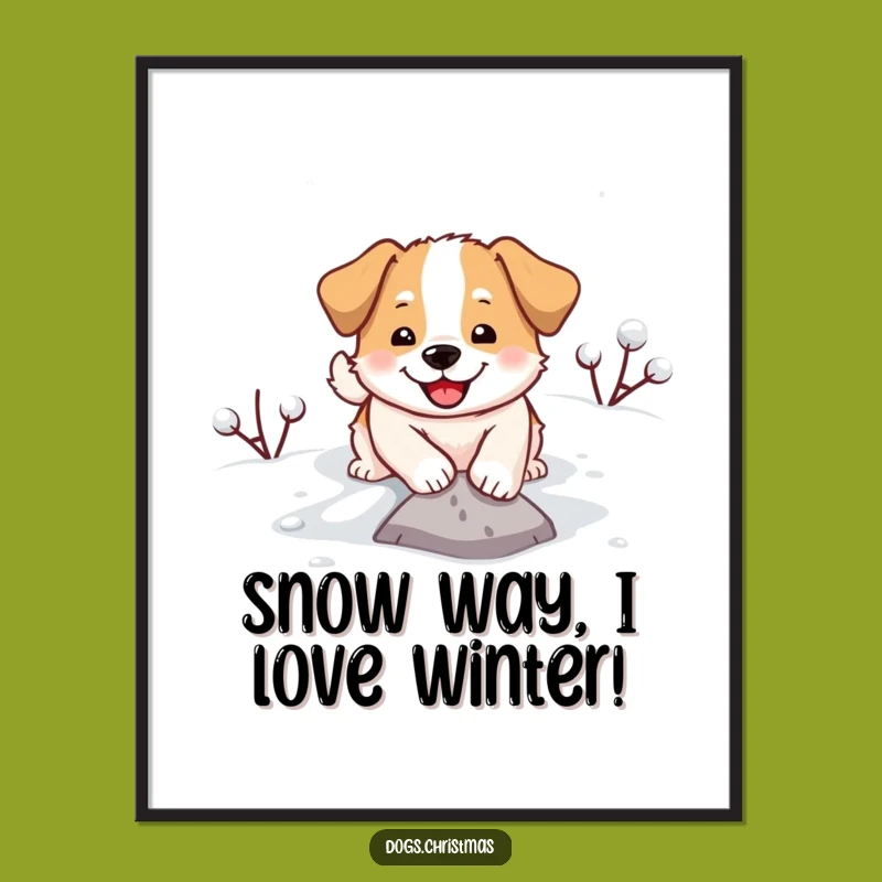 Free Printable Wall Art: Funny Snow Dog Joyful Digging, Downloadable Art for Home