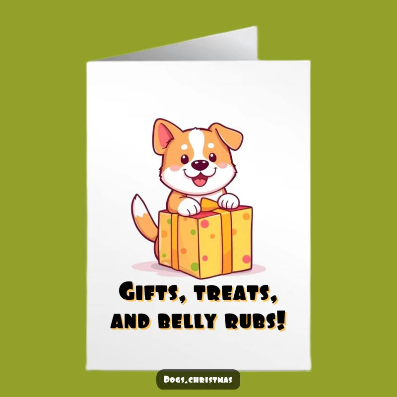 Free Printable Birthday Card: Excited Dog Unwrapping Gift - Wagging Tail Funny