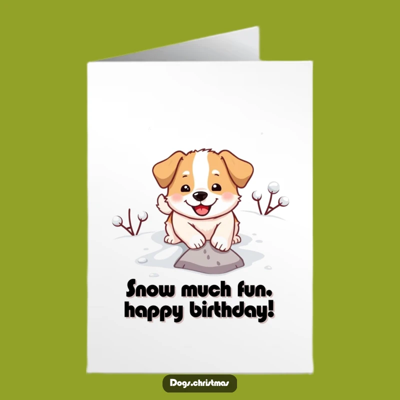 Free Printable Birthday Card: Hilarious Snow Dog Digging for Fun Downloadable Gift