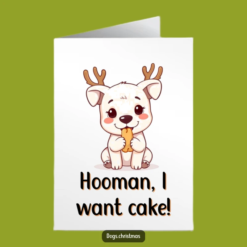 Free Printable Birthday Card: Funny Kawaii Dog Begging for Treats DIY Gift