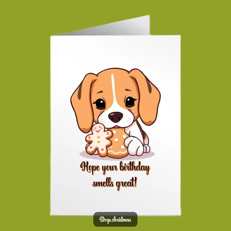 Free Printable Birthday Card: Beagle Cookie Sniff, Deliciously Funny Downloadable Greeting