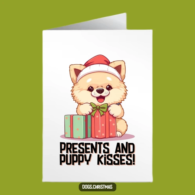 Funny Doggy Birthday Card: Santa Pup Unwrapping - Free Printable Joyful Gift!