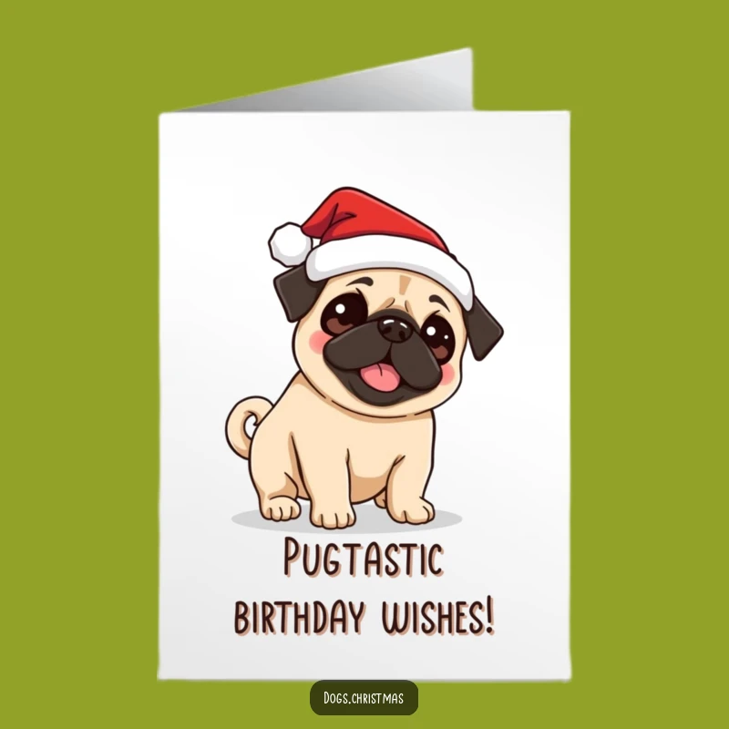 Free Printable Funny Pug Santa Card - Festive Birthday Downloadable Gift