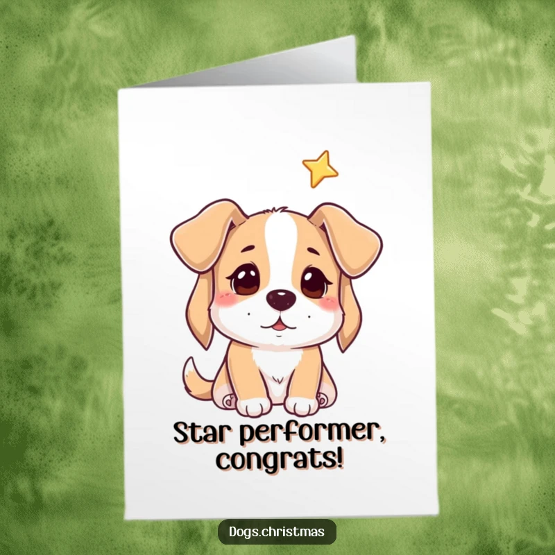 Funny Free Printable Congratulations Card: A dog gazes with hopeful anticipation towards a bright, distant star.
