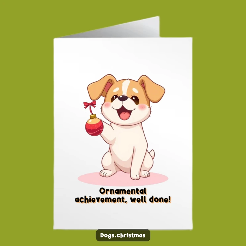 Free Printable Congrats Card: Kawaii Dog Floppy Ears - Ornament Catching Downloadable