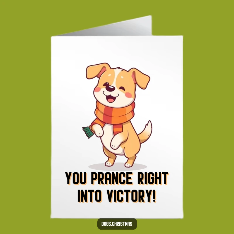 Free Printable Dog Congrats Card - Festive Prance for Big Wins Downloadable