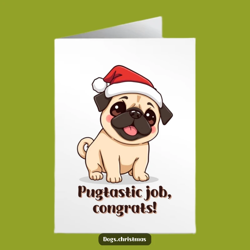 Free Printable Funny Pug Santa Card - Cheerful Congratulations Downloadable Gift