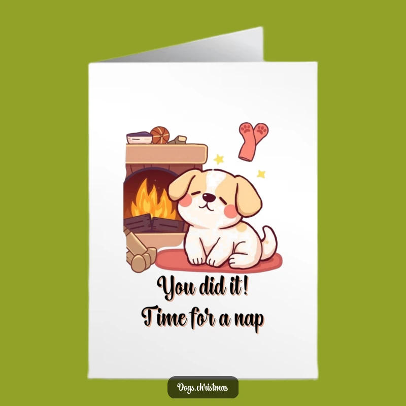 Free Printable Kawaii Dog Congrats Card: Funny Sleeping Pup Downloadable Joy