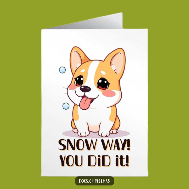 Free Printable Corgi Congrats Card - Snowflake Catch Downloadable Winter Win