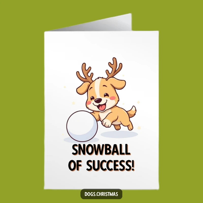 Free Printable Dog Congrats Card: Snowball Chase Success - Downloadable Winter Joy!