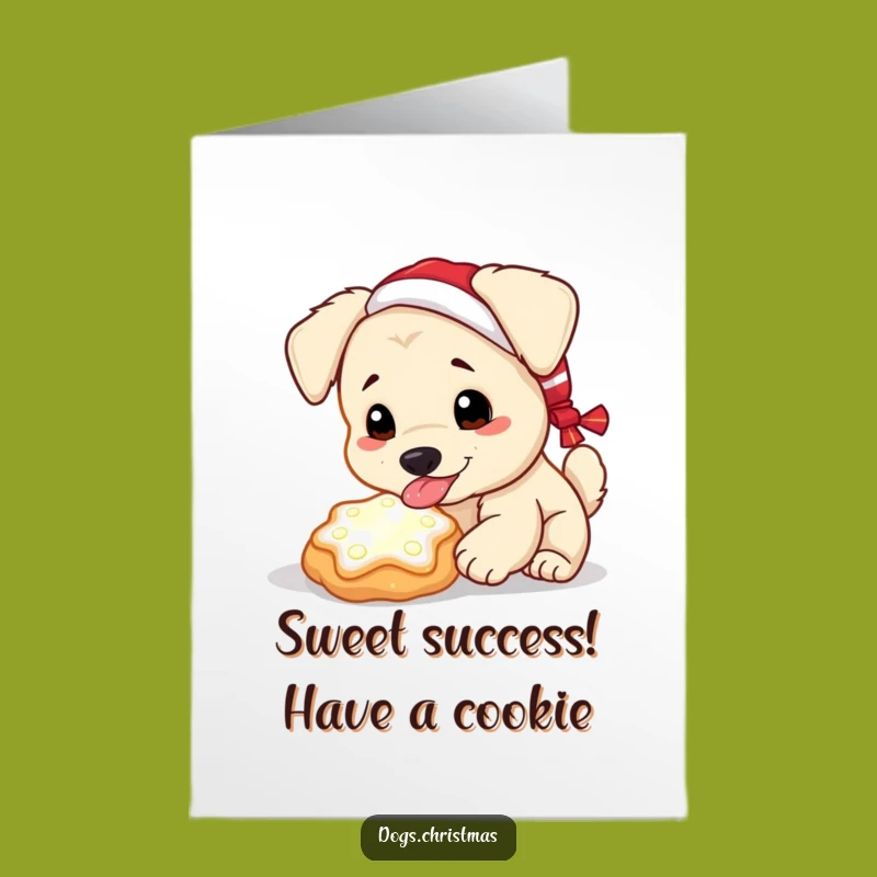 Free Printable Kawaii Dog Congrats Card: Frosty Cookie Magic Downloadable Cheer