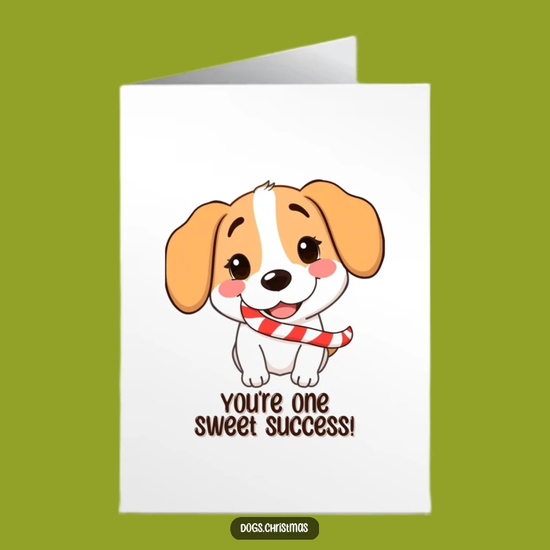 Free Printable Congratulations Card: Playful Dog Candy Cane Humor Downloadable Gift