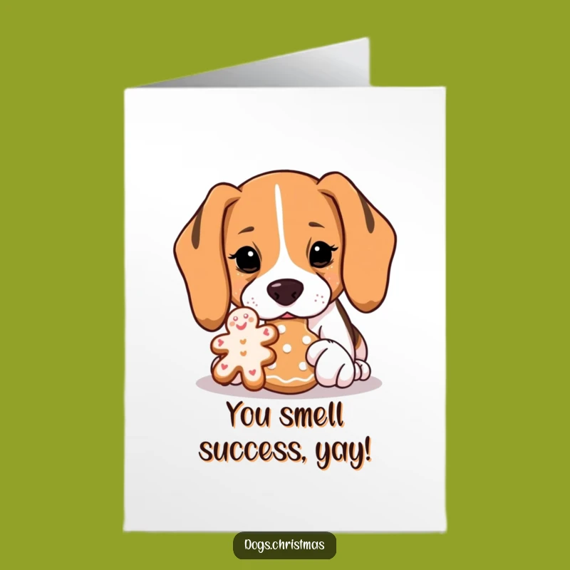Free Printable Congrats Card: Beagle's Cookie Quest, Humorous Downloadable Success