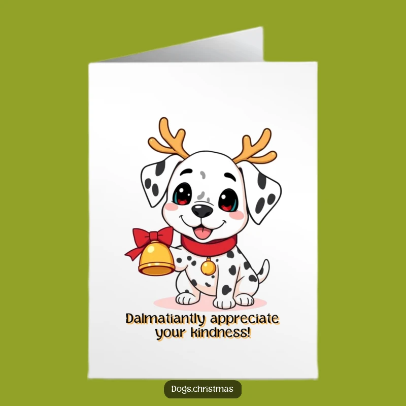 Free Printable Kawaii Dalmatian Thank You Card: Funny Dog Reindeer Downloadable
