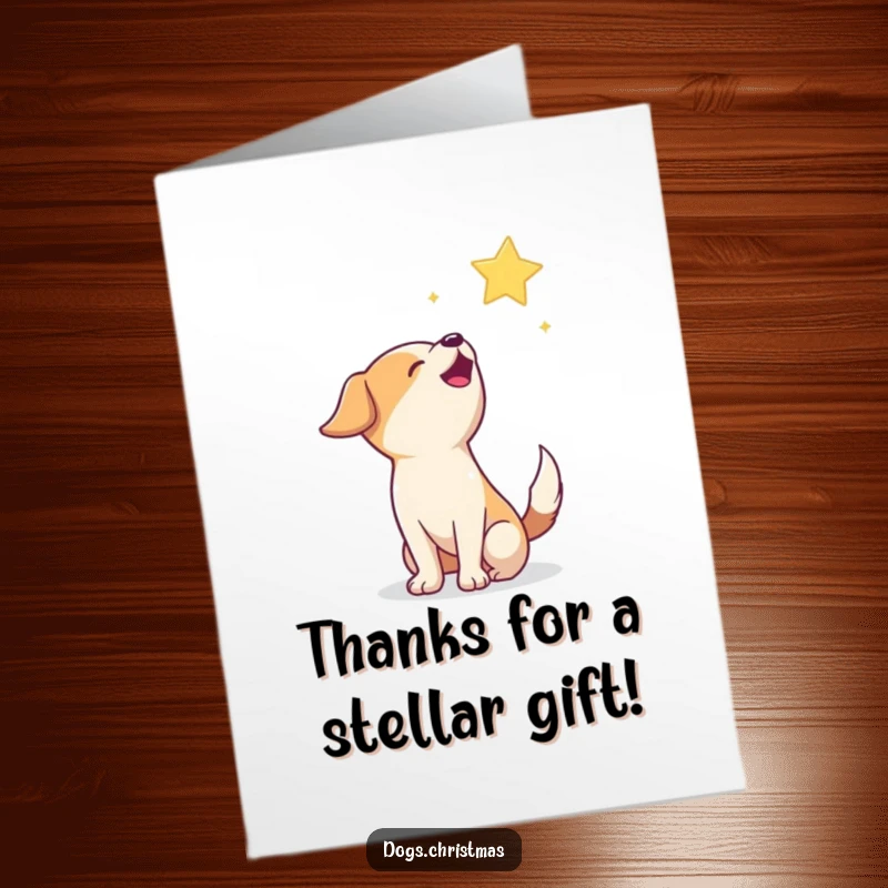 Funny Free Printable Thank You Card: A dog howling happily at a twinkling star, sending thanks.