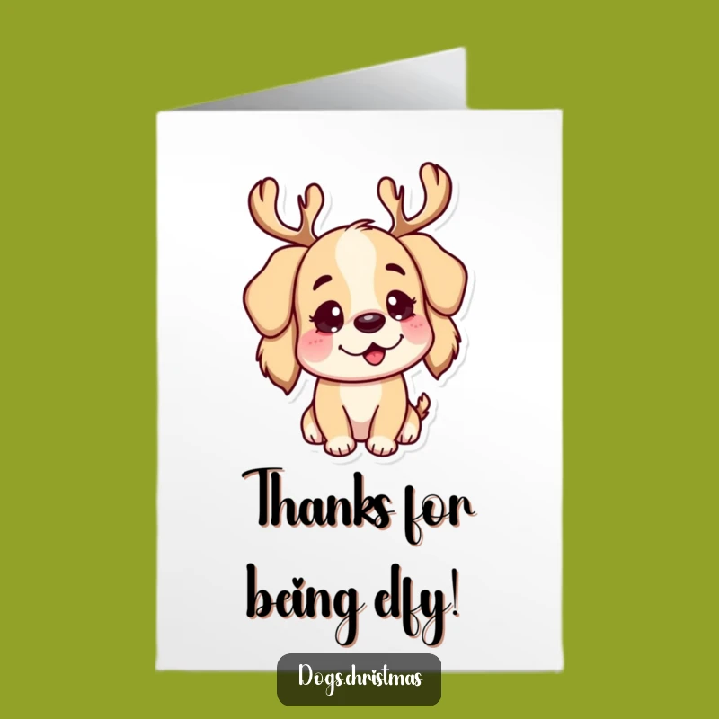 Free Printable Dog Thank You Card: Funny Reindeer Antlers Downloadable Holiday Gratitude