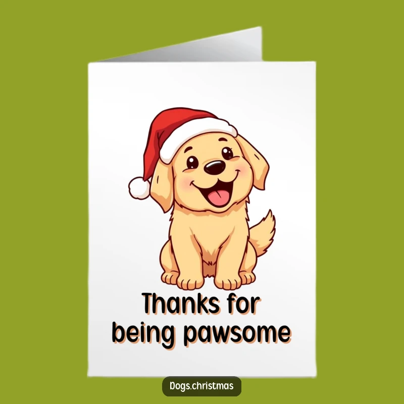 Free Printable Thank You Card: Excited Golden Retriever - Cheerful Thankful Downloadable