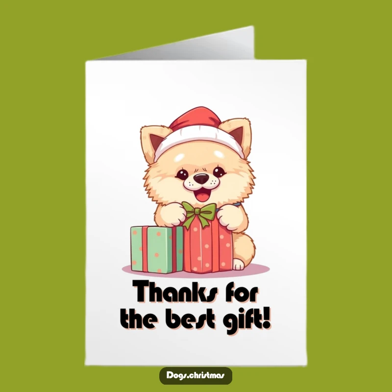 Free Printable Thank You Card: Santa Dog Opening Gift - Downloadable Gratitude!