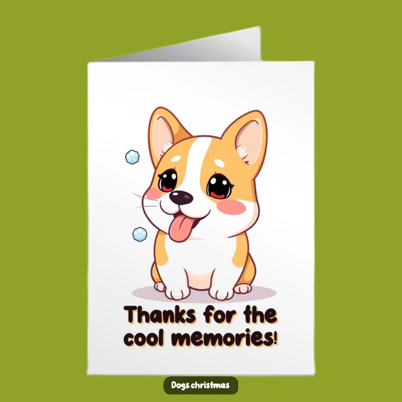 Free Printable Corgi Thank You Card - Snowflake Catch Downloadable Winter Thanks