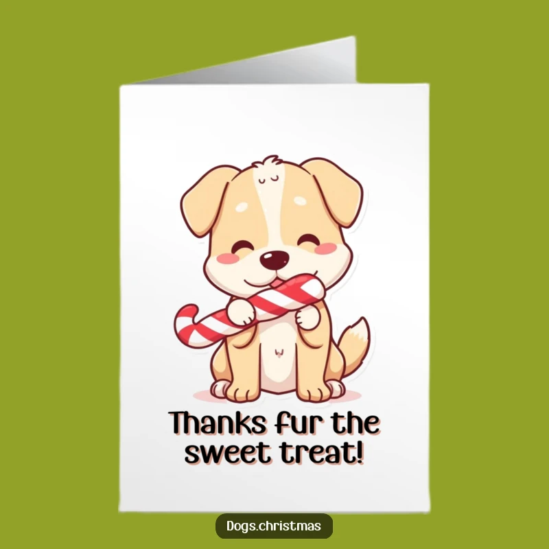 Free Printable Dog Thank You Card: Funny Candy Cane Downloadable Gratitude