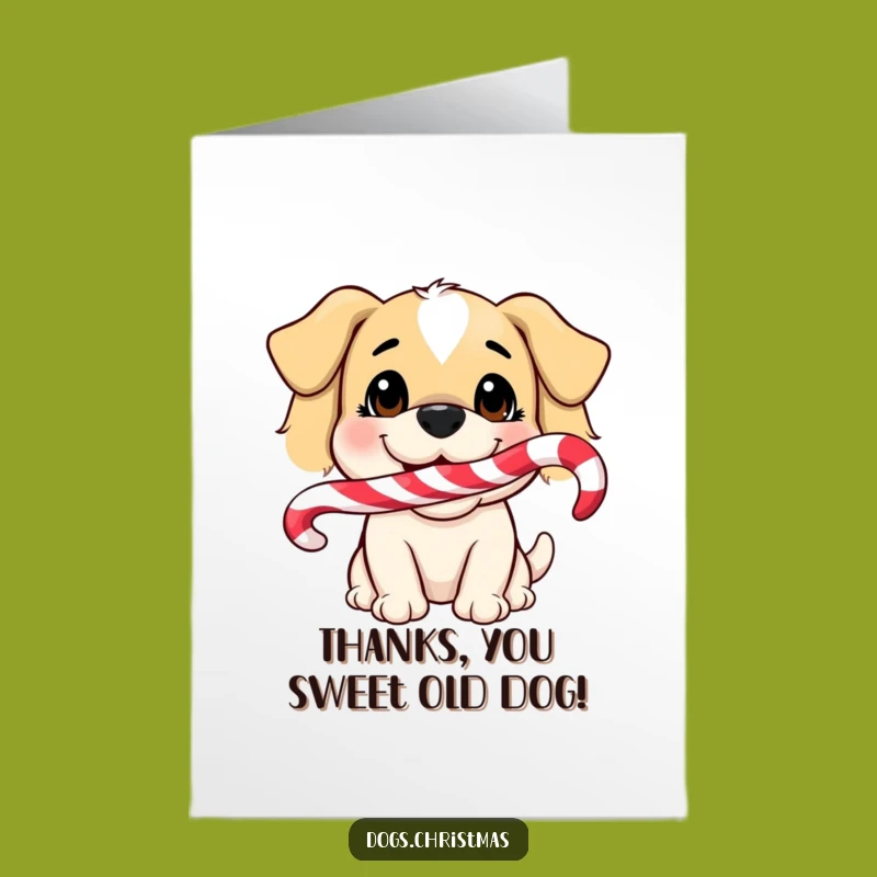 Free Printable Dog Thank You Card - Candy Cane Smile Gratitude Downloadable