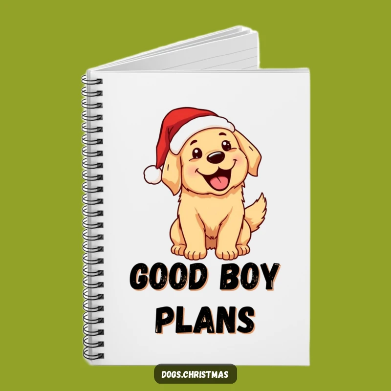 Funny Kawaii Golden Retriever Santa Notebook - Jot Down Doggy Thoughts