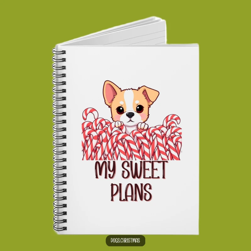 Funny Dog Candy Cane Notebook - Curious Pup Sweet Holiday Journal