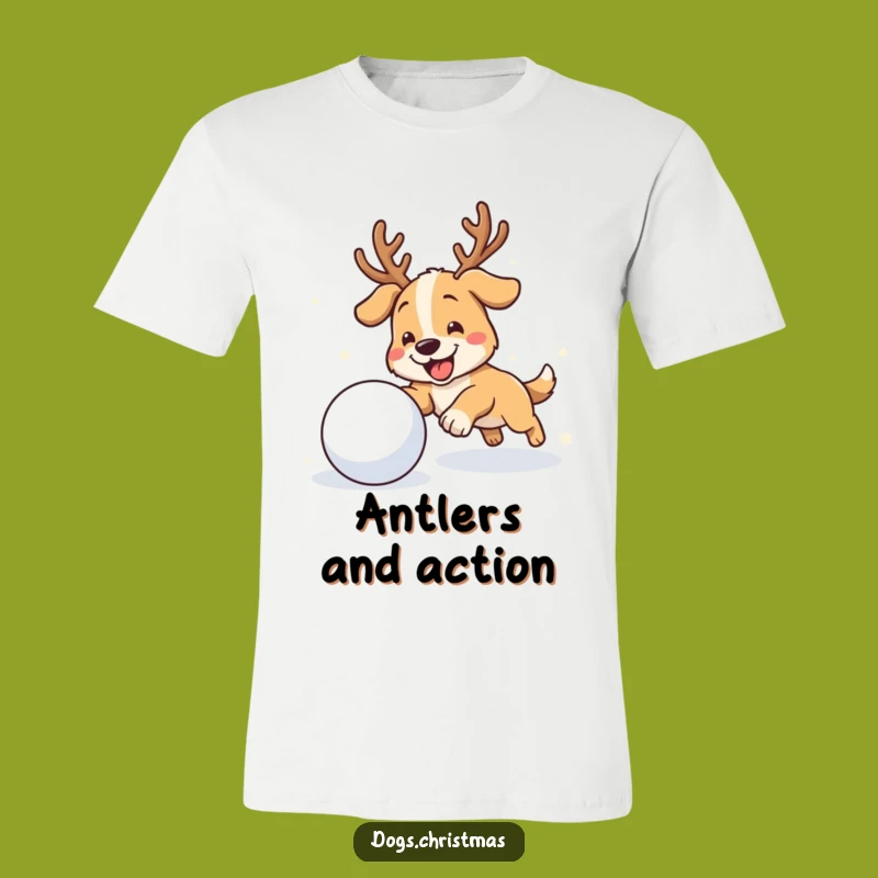 Funny Antler Dog T-Shirt: Winter Chase Apparel for Playful Pups