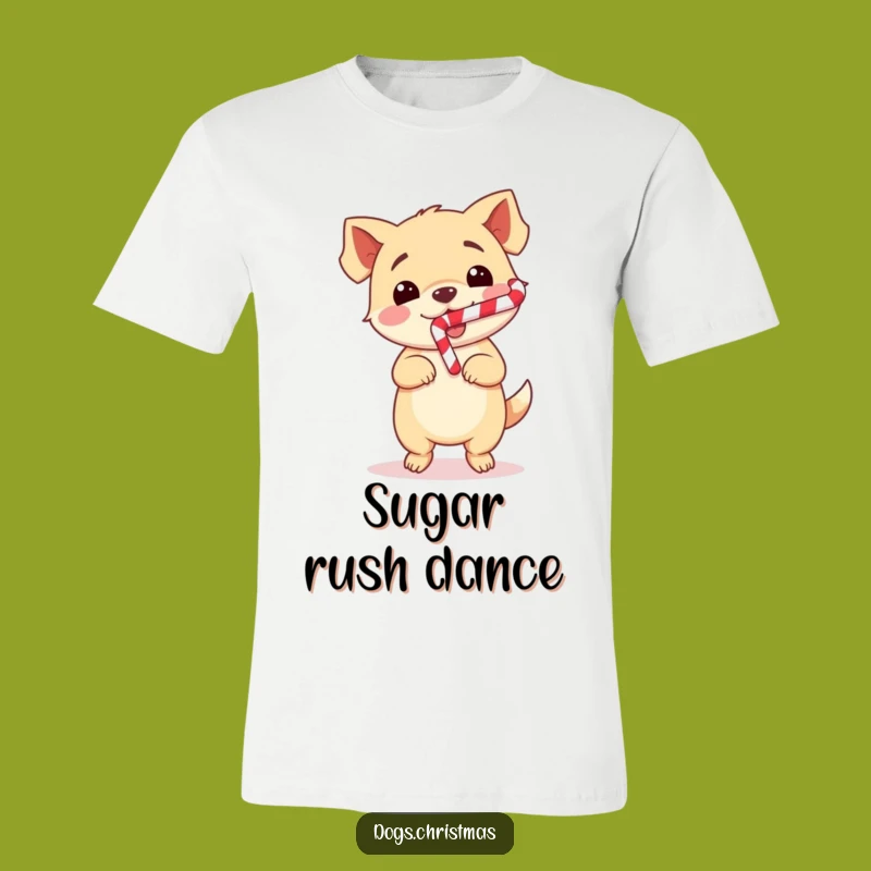 Funny Dog Dance T-Shirt: Kawaii Pup Candy Cane Fun, Perfect Humorous Gift!